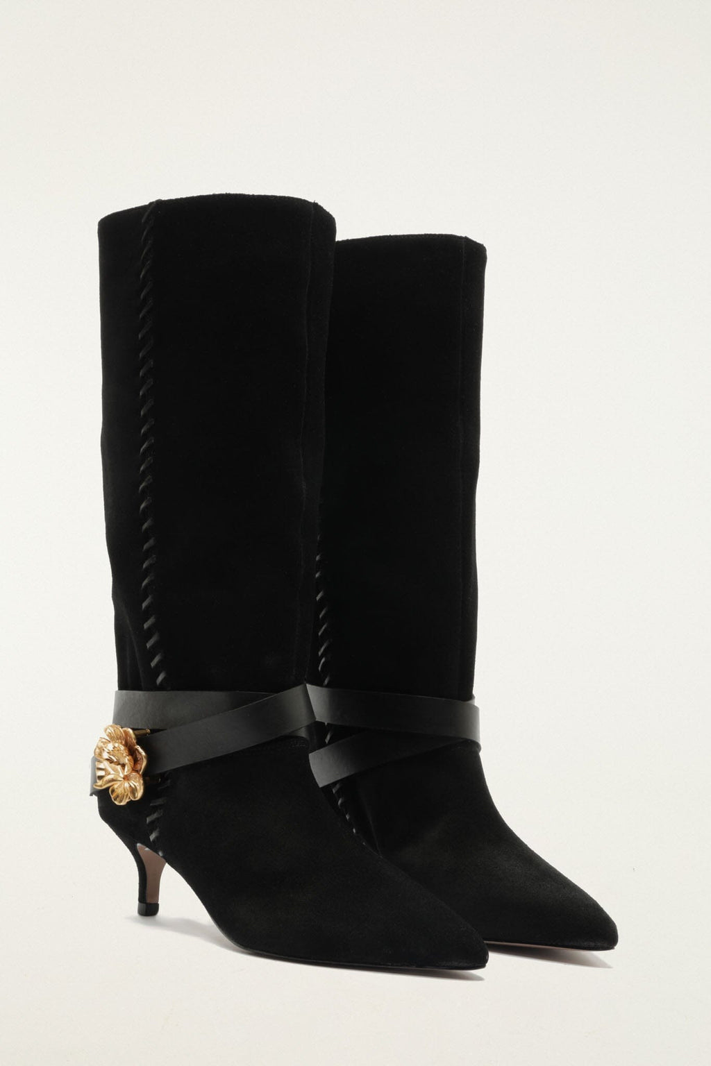 Flower Belt Kitten Boot
