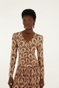 Garden Medal Long Sleeve Jersey Blouse