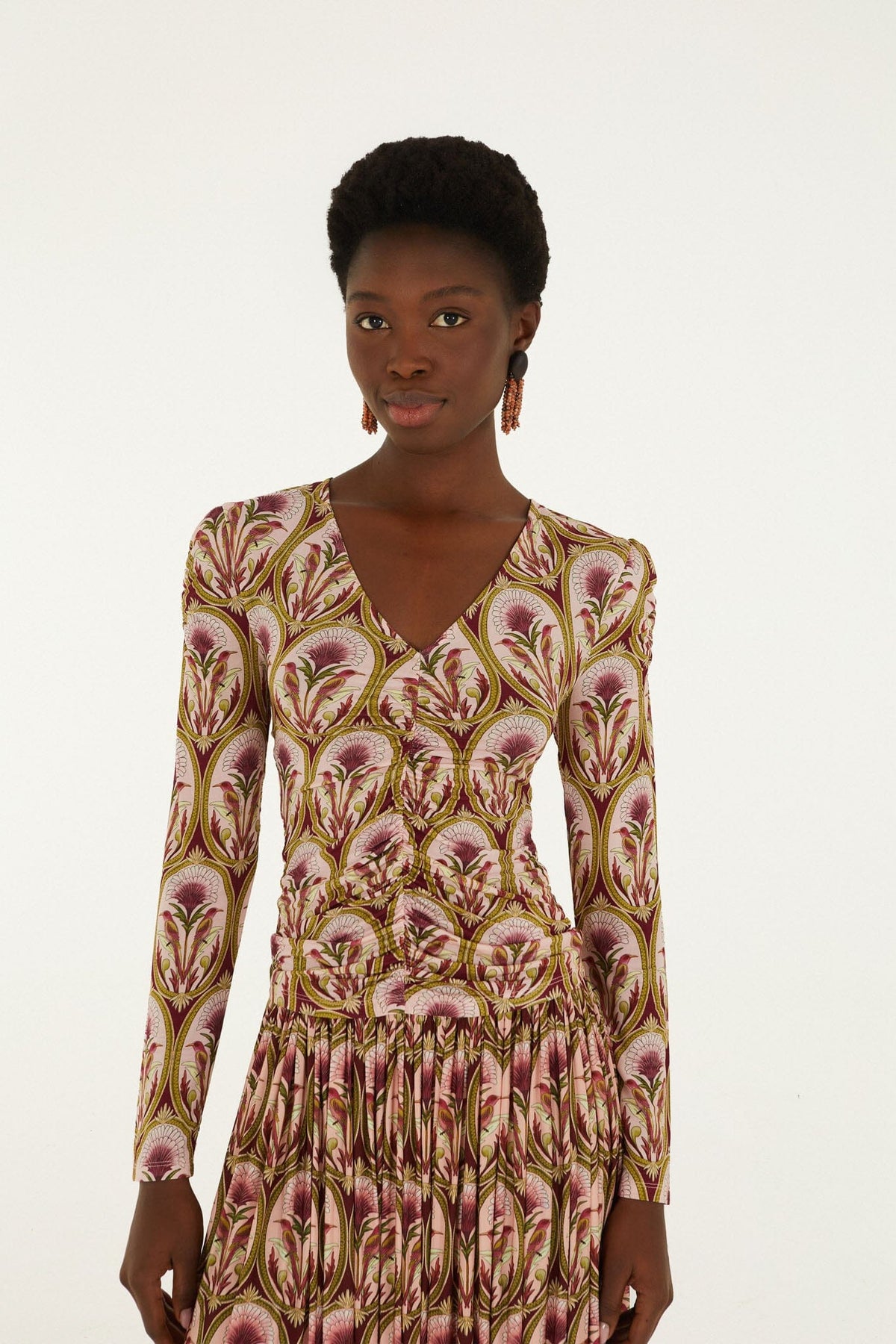 Garden Medal Long Sleeve Jersey Blouse