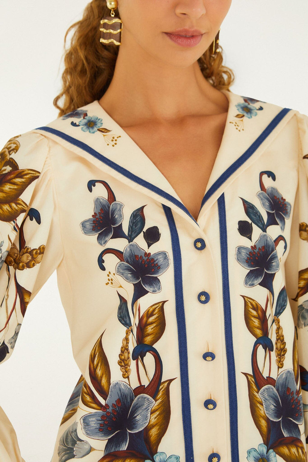 Golden Nature Lapel Long Sleeve Shirt