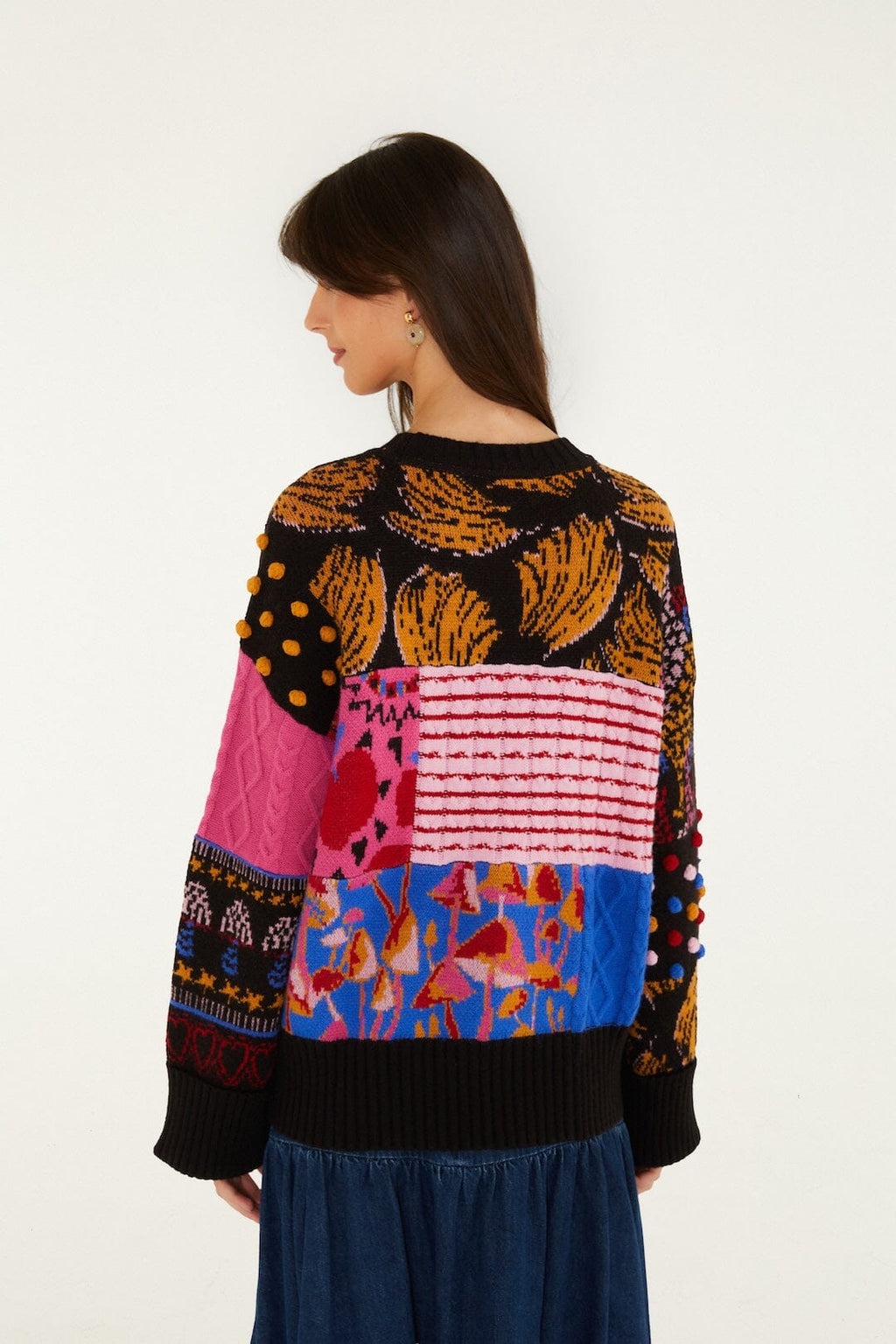 Mixed Patchwork Balls Knit Sweater