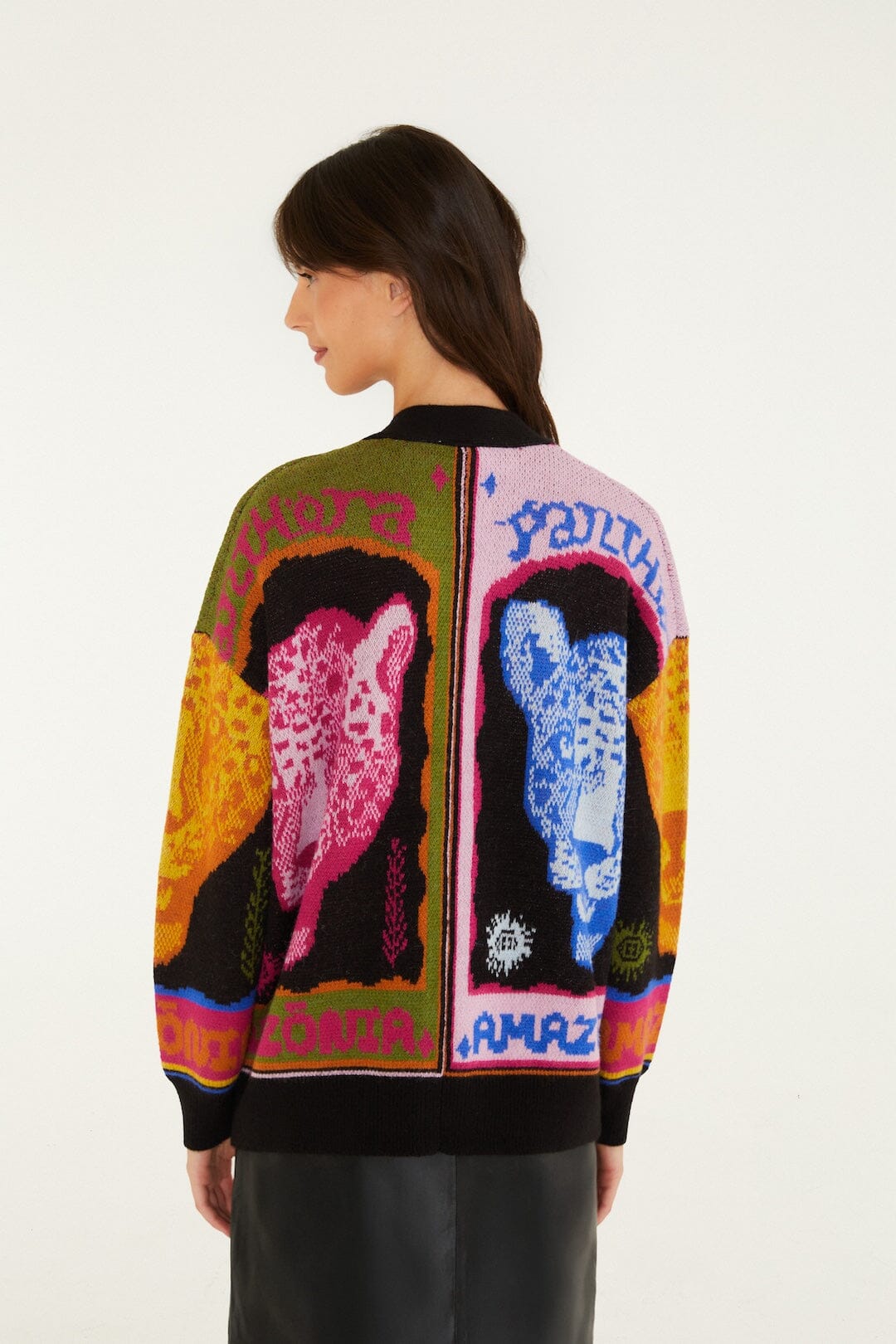 Multicolor Panthers Buttoned Knit Cardigan