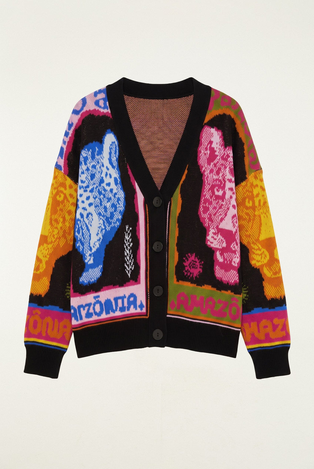 Multicolor Panthers Buttoned Knit Cardigan