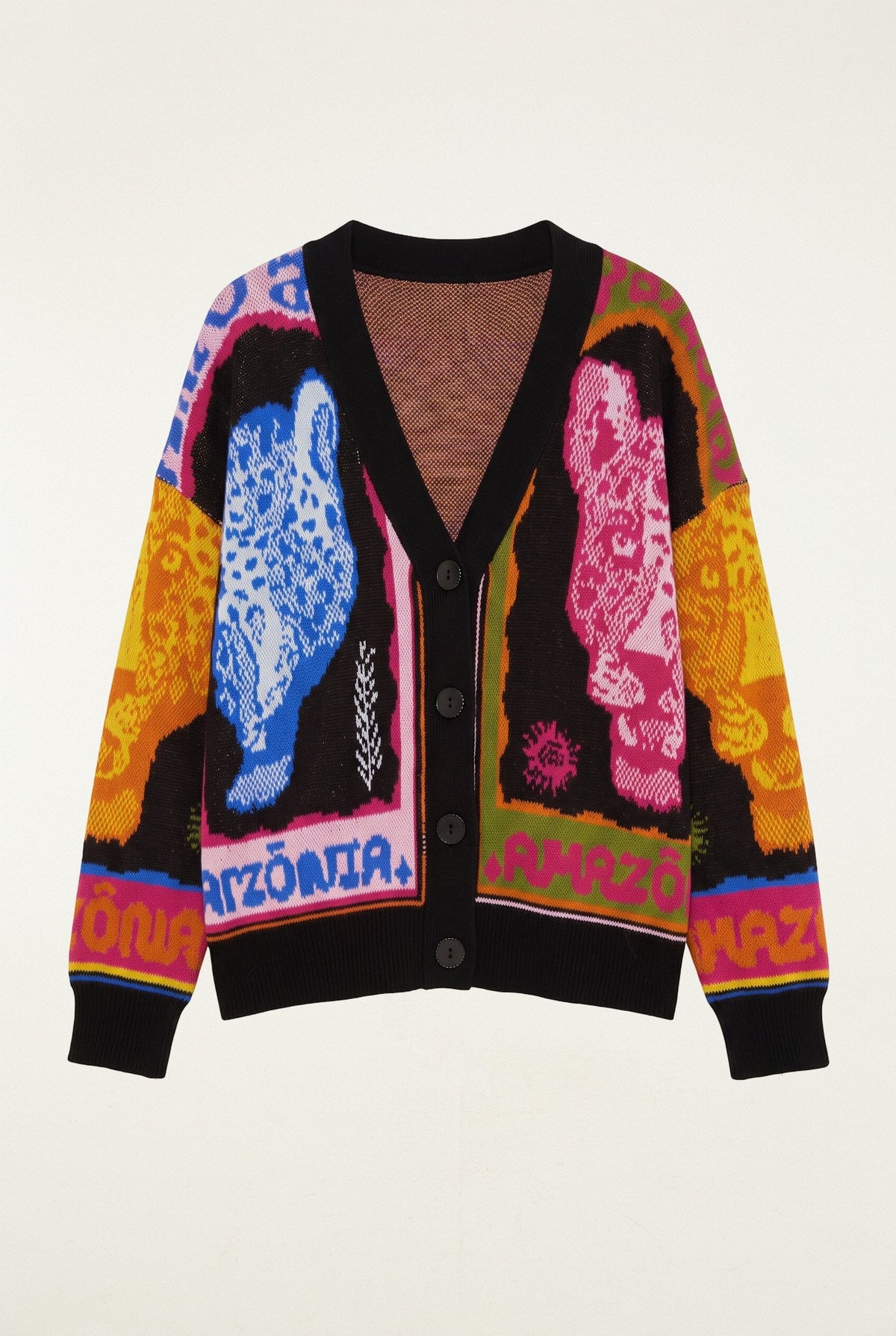 Multicolor Panthers Buttoned Knit Cardigan