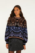 Nicole Scarf Puff Sleeve Knit Sweater