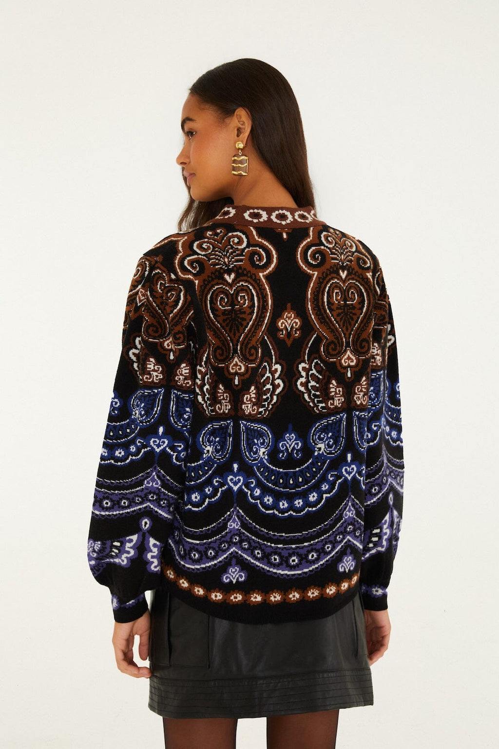 Nicole Scarf Puff Sleeve Knit Sweater