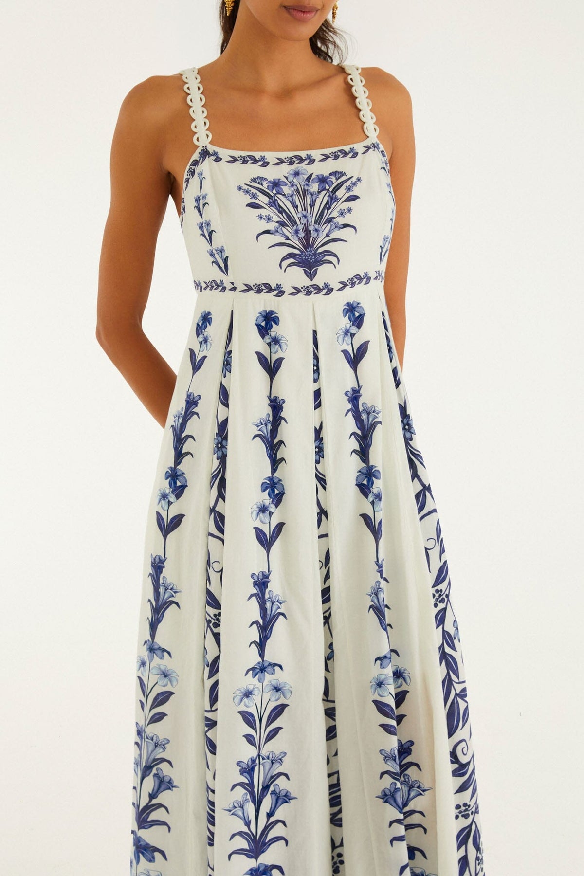 Off-White Flowers Arch Pleats Maxi Dress