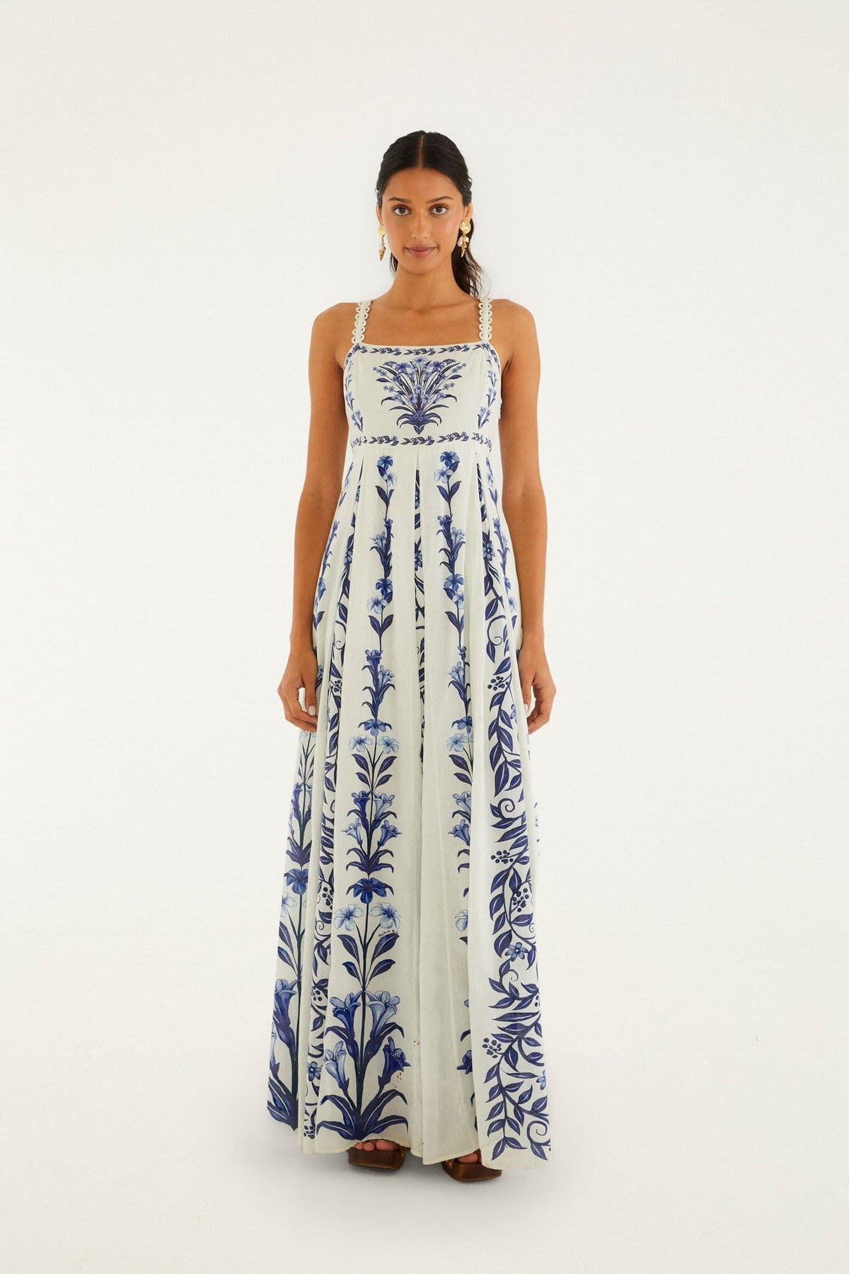 Off-White Flowers Arch Pleats Maxi Dress