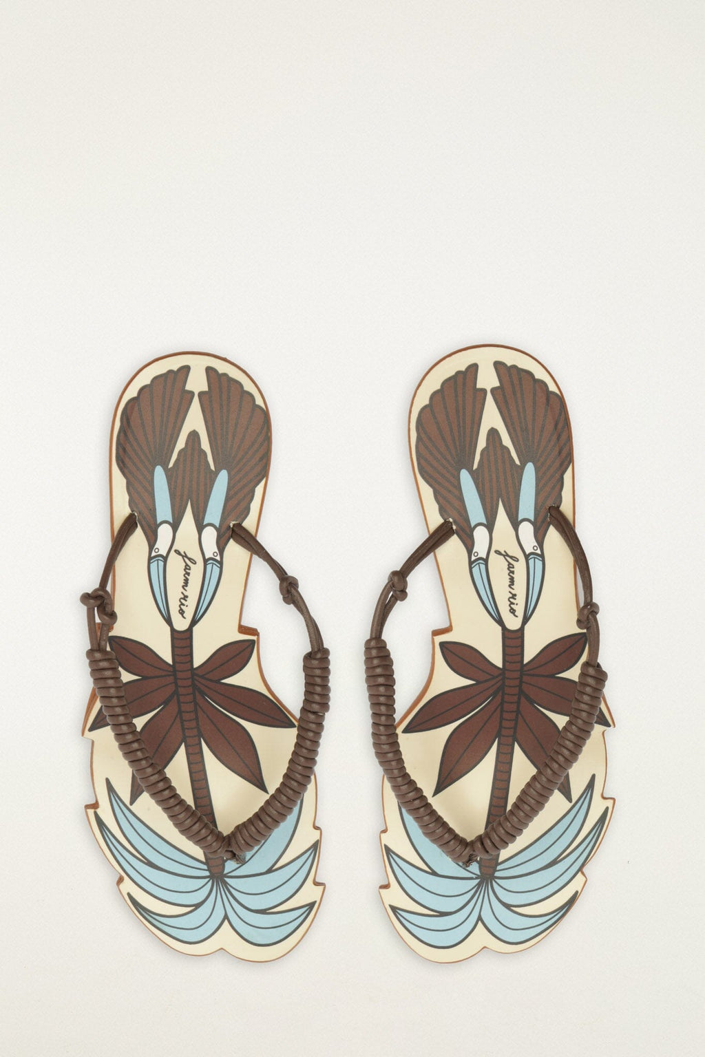Off-White Palm Tree Cutwork Wedge Sandal