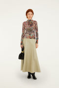 Pleats Leather Midi Skirt