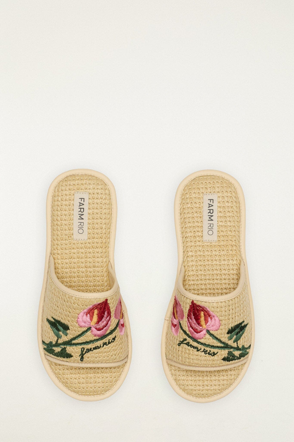 Raffia Farm Hotel Embroidered Slide Sandal