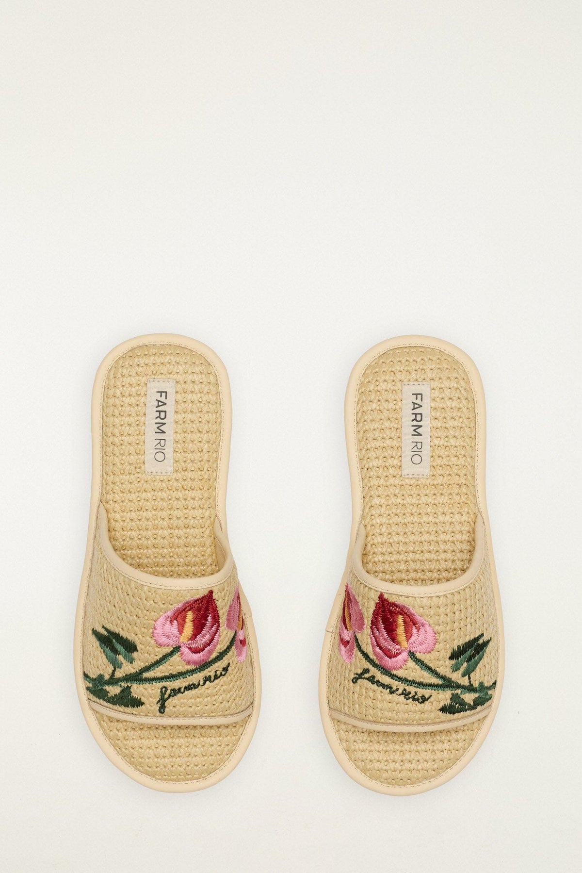 Raffia Farm Hotel Embroidered Slide Sandal
