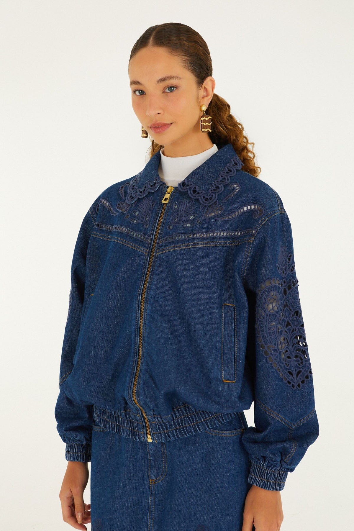 Richelieu Heart Full Zipper Denim Jacket