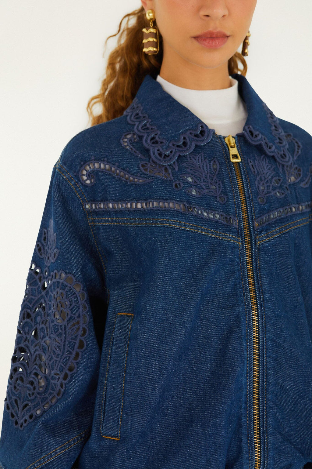 Richelieu Heart Full Zipper Denim Jacket