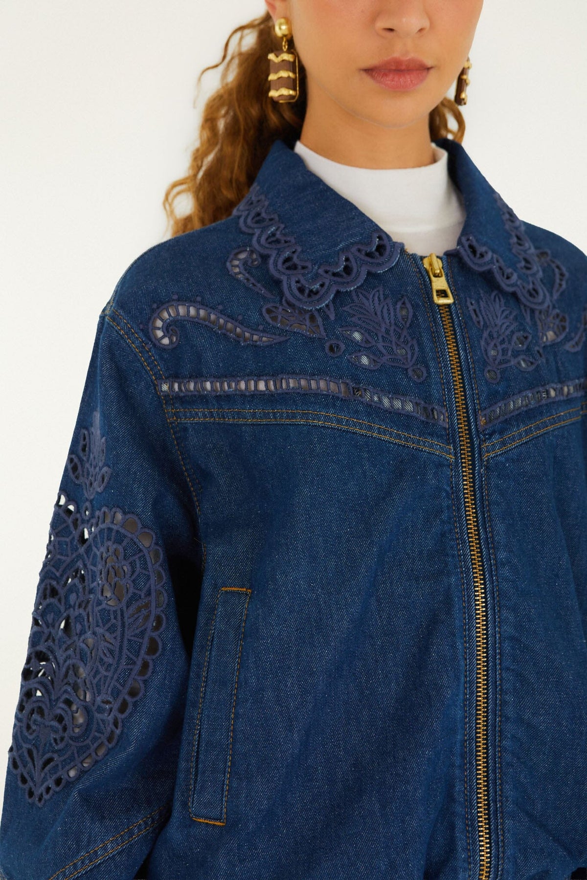 Richelieu Heart Full Zipper Denim Jacket