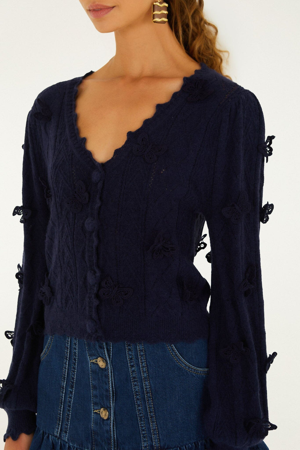 Richelieu 3D Butterflies Knit Cardigan
