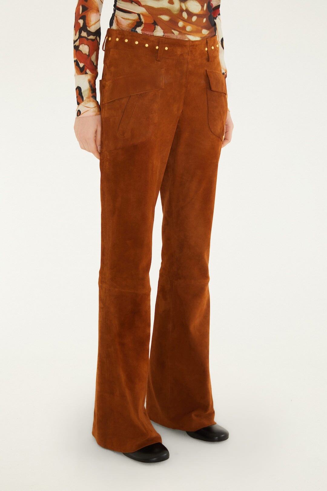 Riveted Flare Leather Trousers