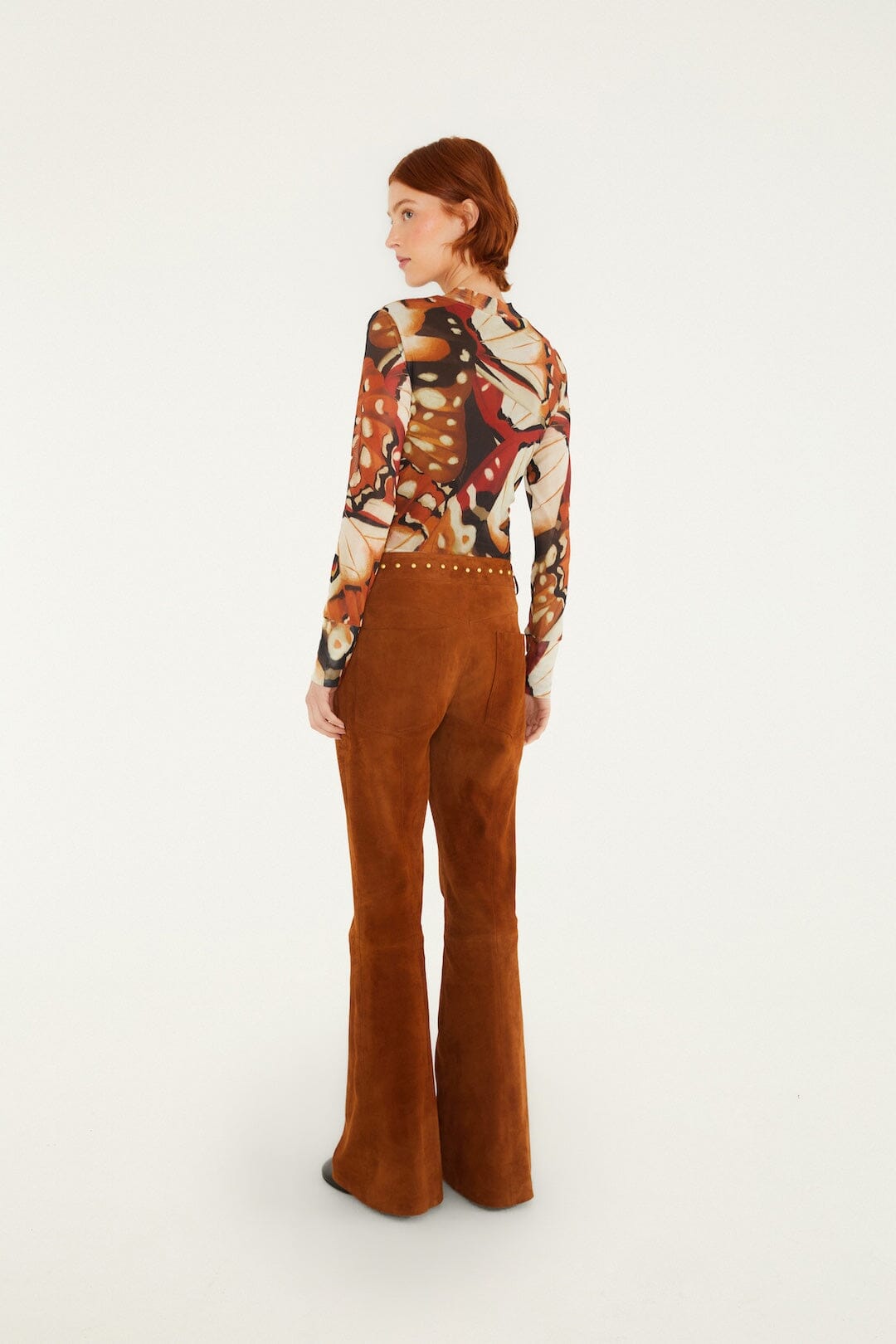Riveted Flare Leather Trousers