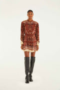 Sand Ainika Pineapple Tapestry Long Sleeve Mini Dress