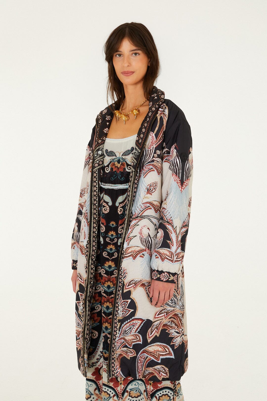 Tapestry Dream Reversible Midi Puffer Jacket