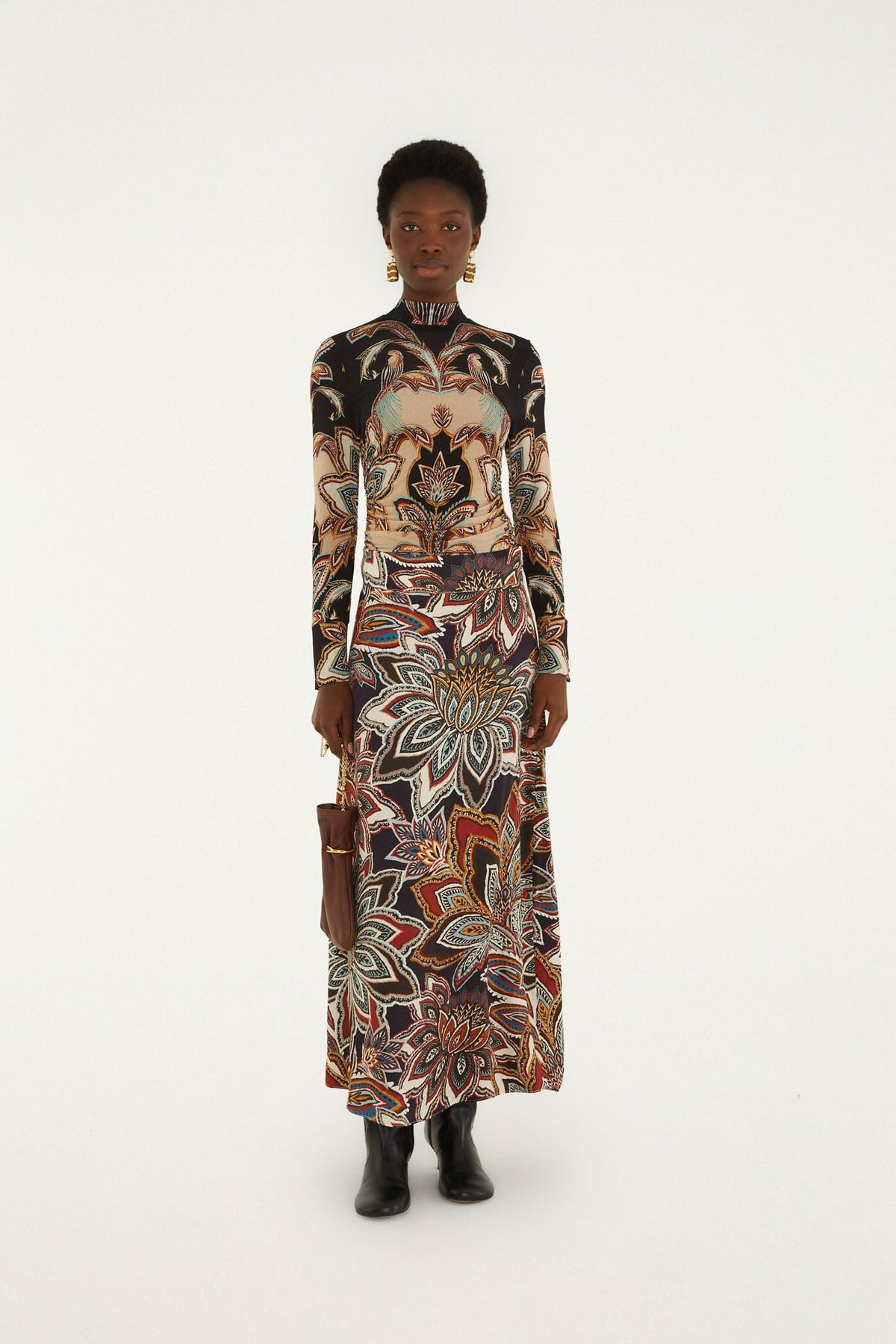Tapestry Flowers Maxi Skirt