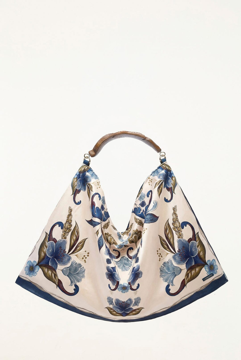Velvet Wood Handle Large Scarf Bag