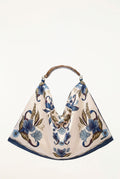 Velvet Wood Handle Large Scarf Bag