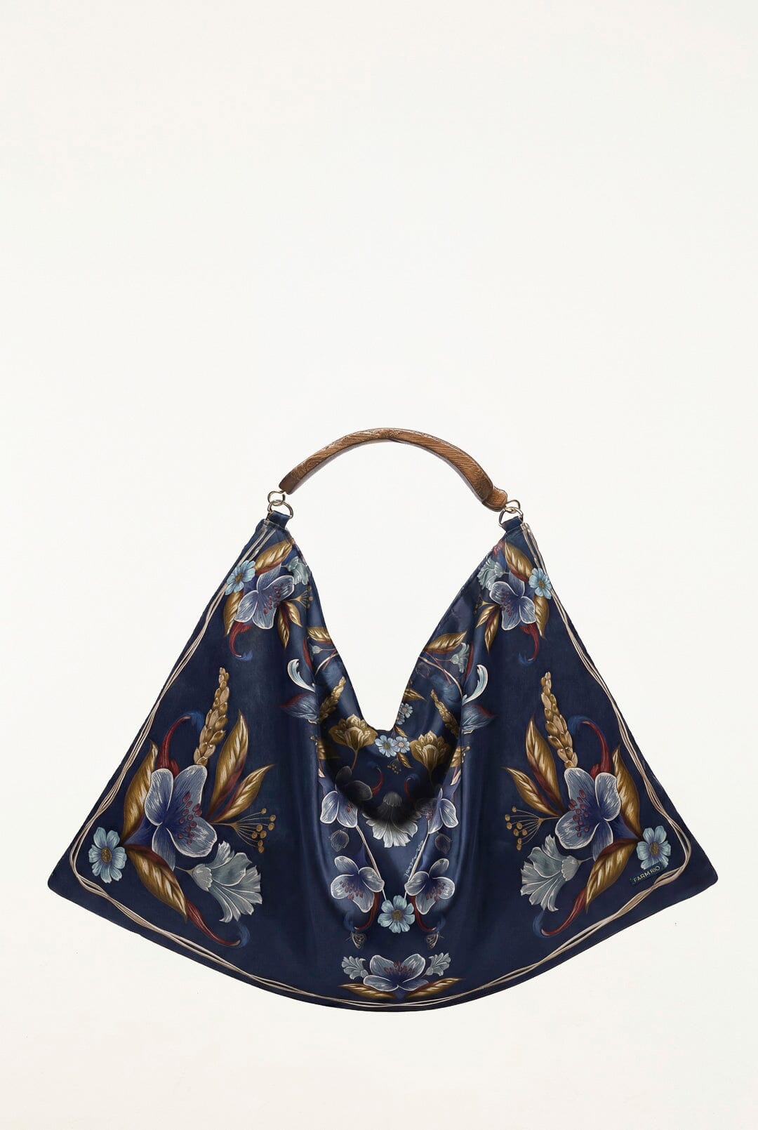 Velvet Wood Handle Large Scarf Bag
