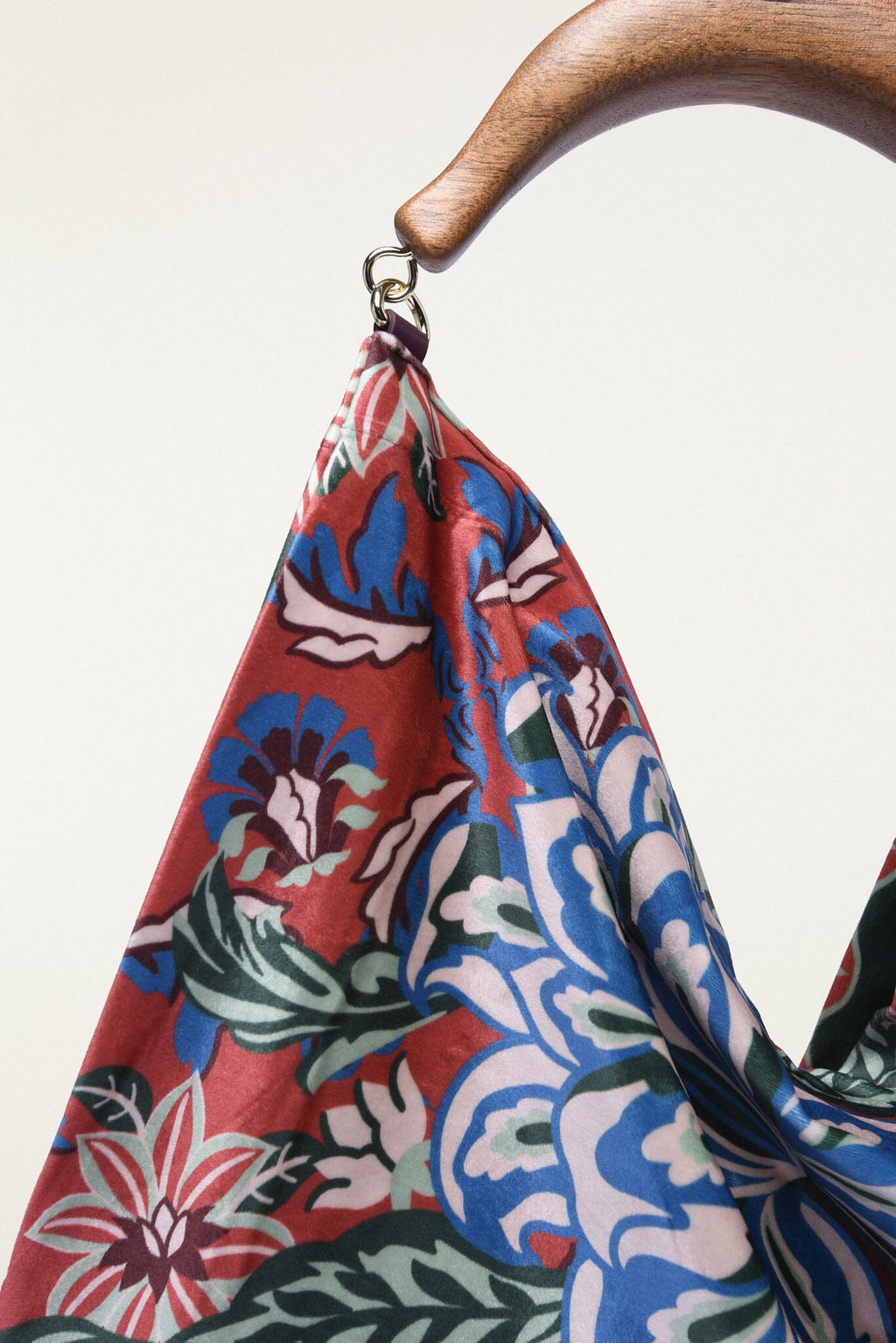 Velvet Wood Handle Small Scarf Bag