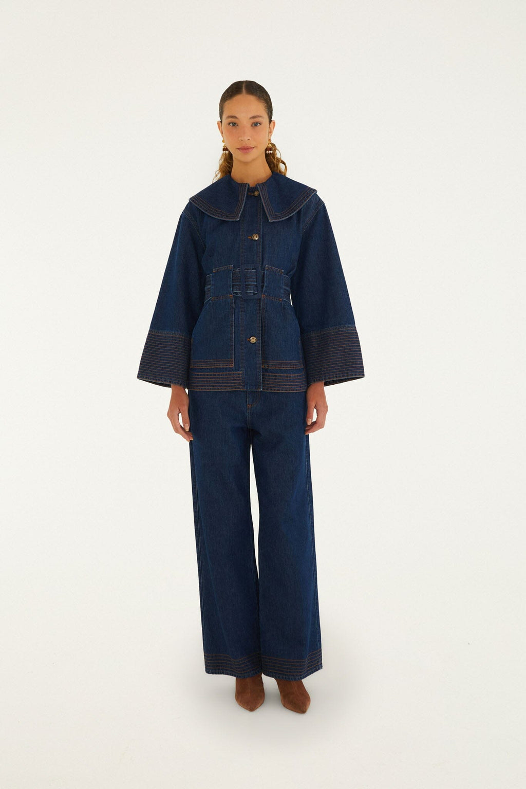 Wide-Leg Denim Trousers