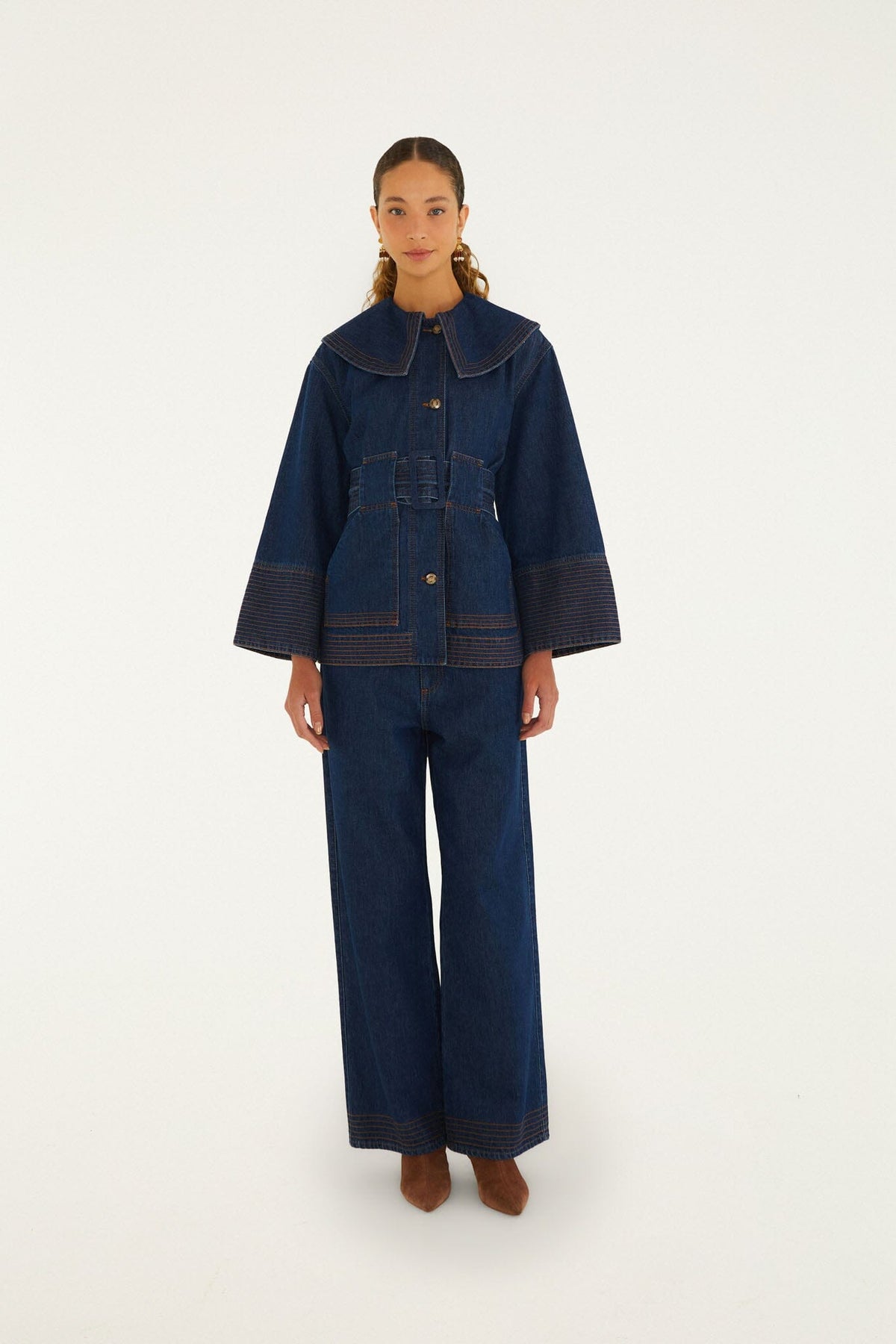 Wide-Leg Denim Trousers