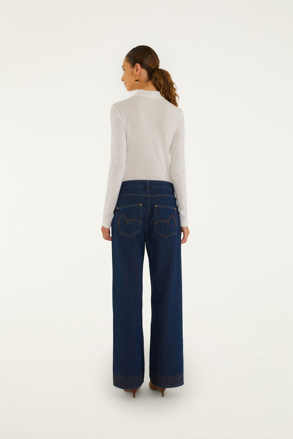 Wide-Leg Denim Trousers