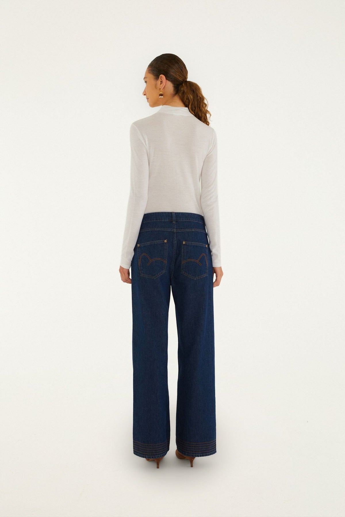 Wide-Leg Denim Trousers