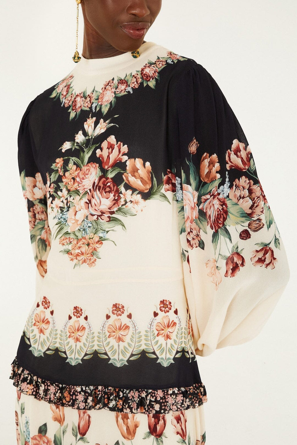 Winter Floral Long Sleeve Maxi Dress