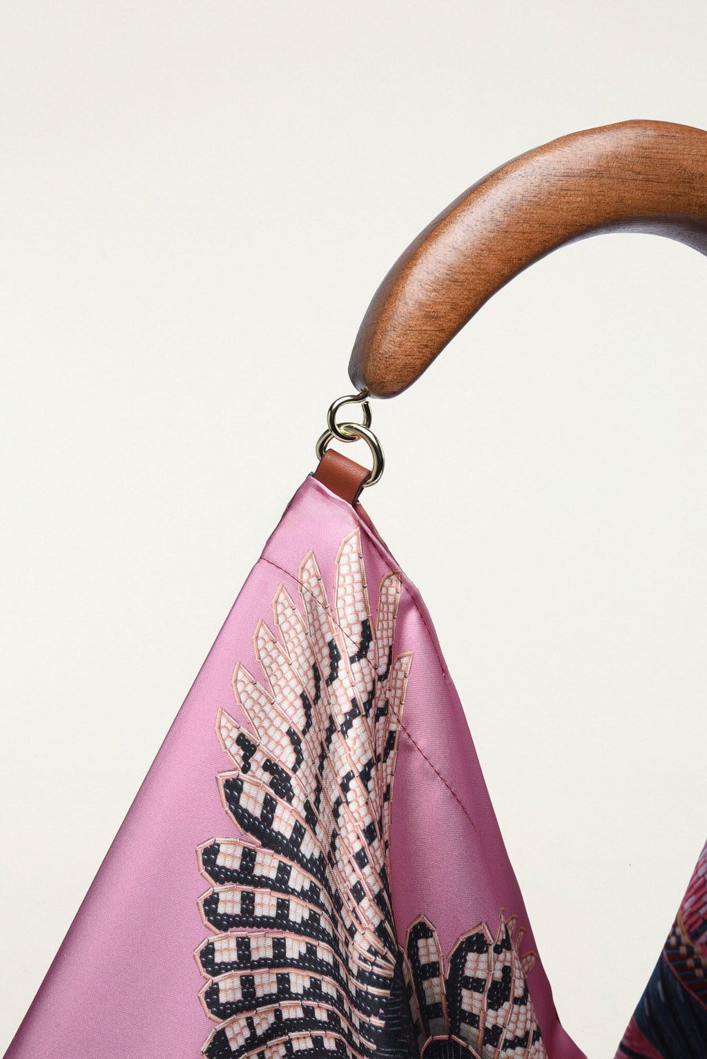 Wood Handle Large Scarf Bag