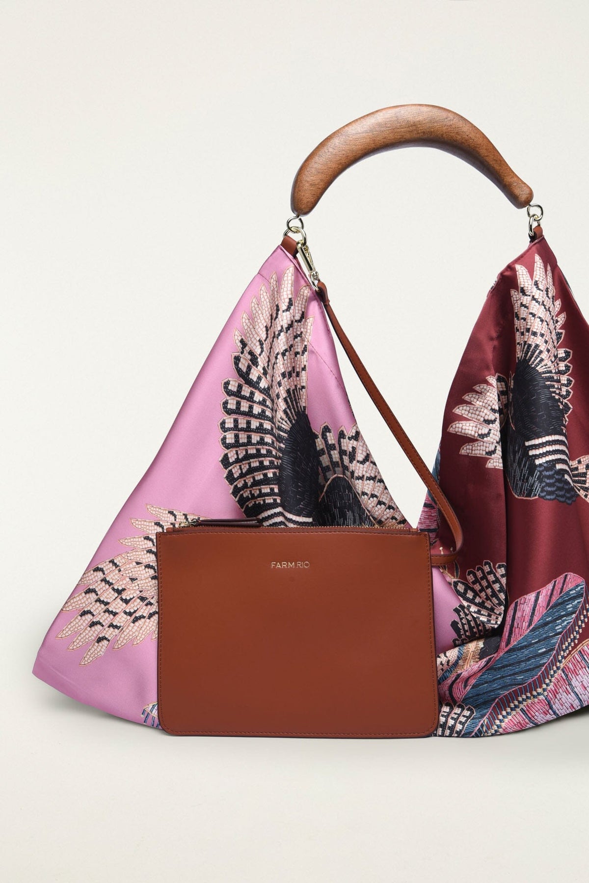Wood Handle Large Scarf Bag