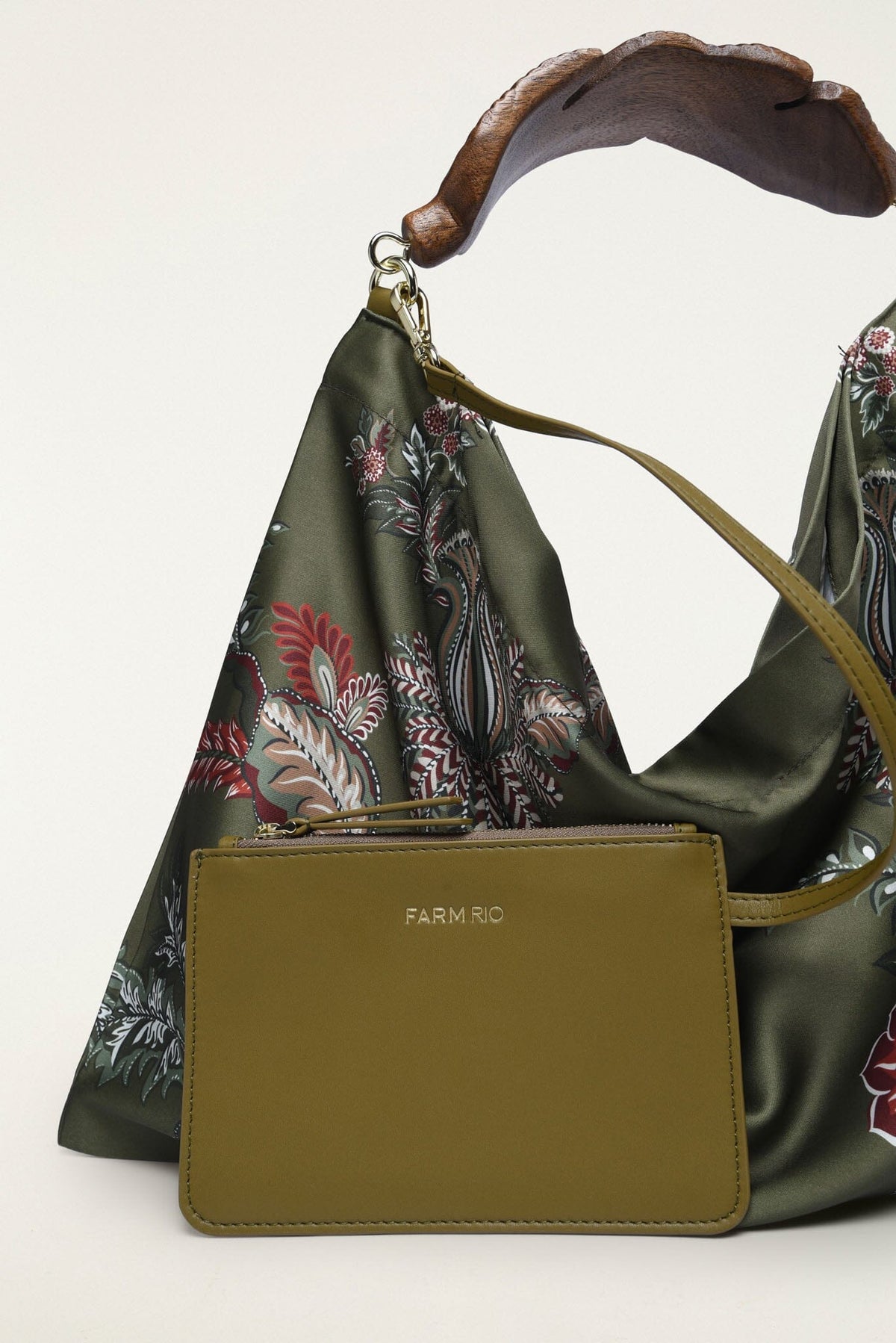 Wood Handle Large Scarf Bag