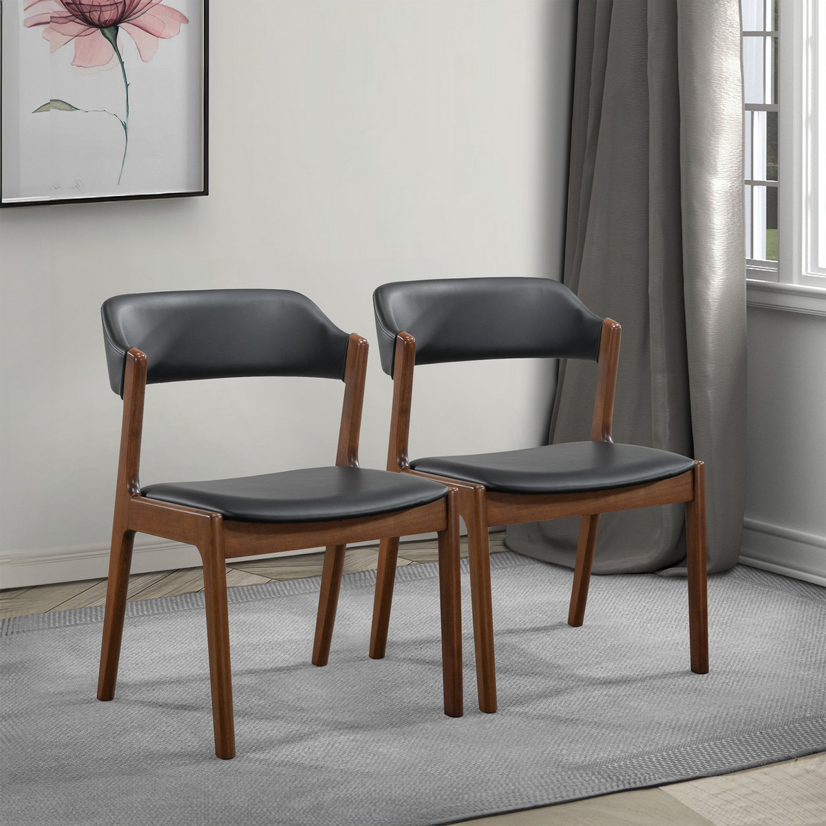 Contemporary Dining Chairs with Padded Seats -Set of 2