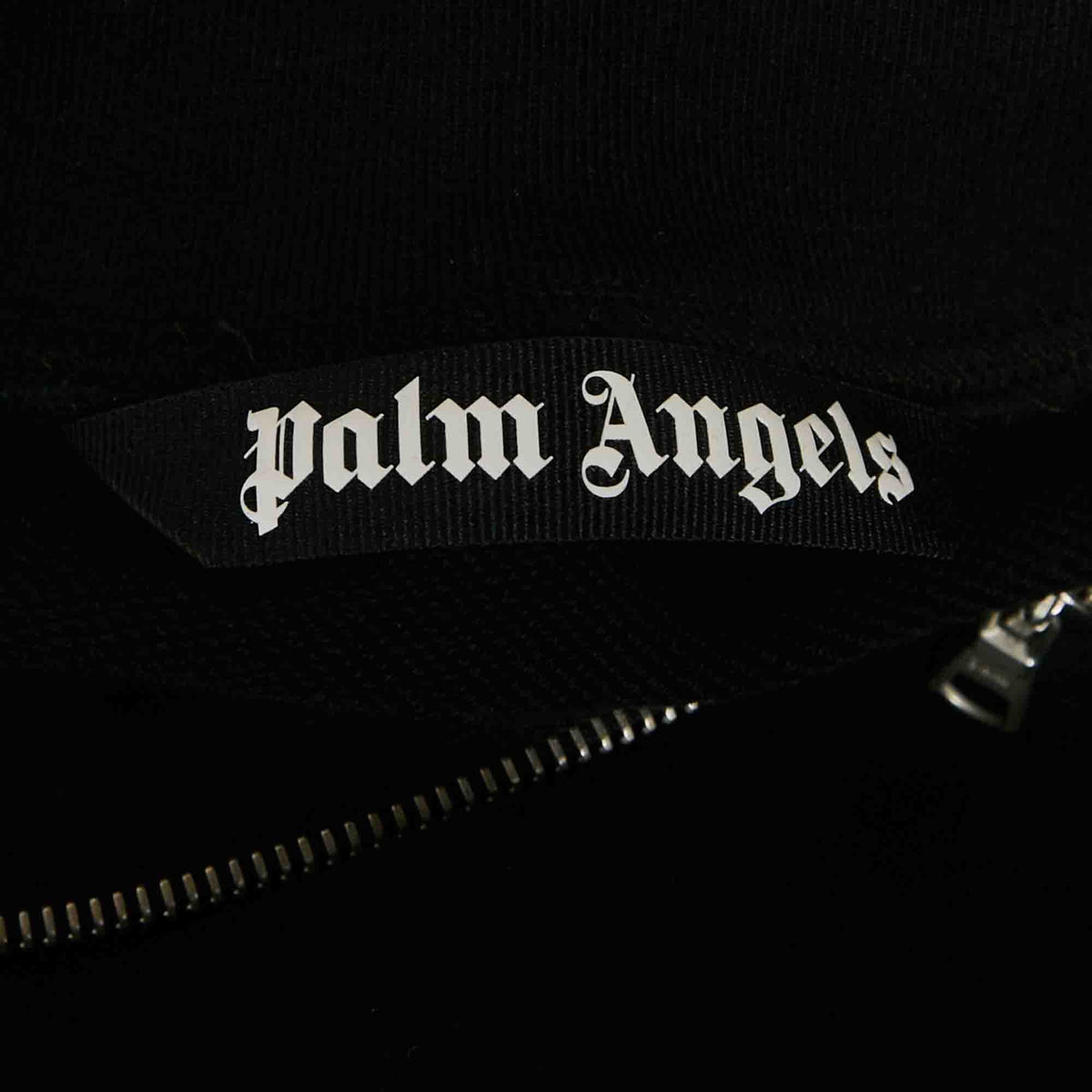 Palm Angels Black Logo Embroidered Cotton Half Zip Sweatshirt