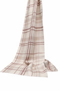 Women's Plaid Fringe Scarf In Cream And Pink/taupe