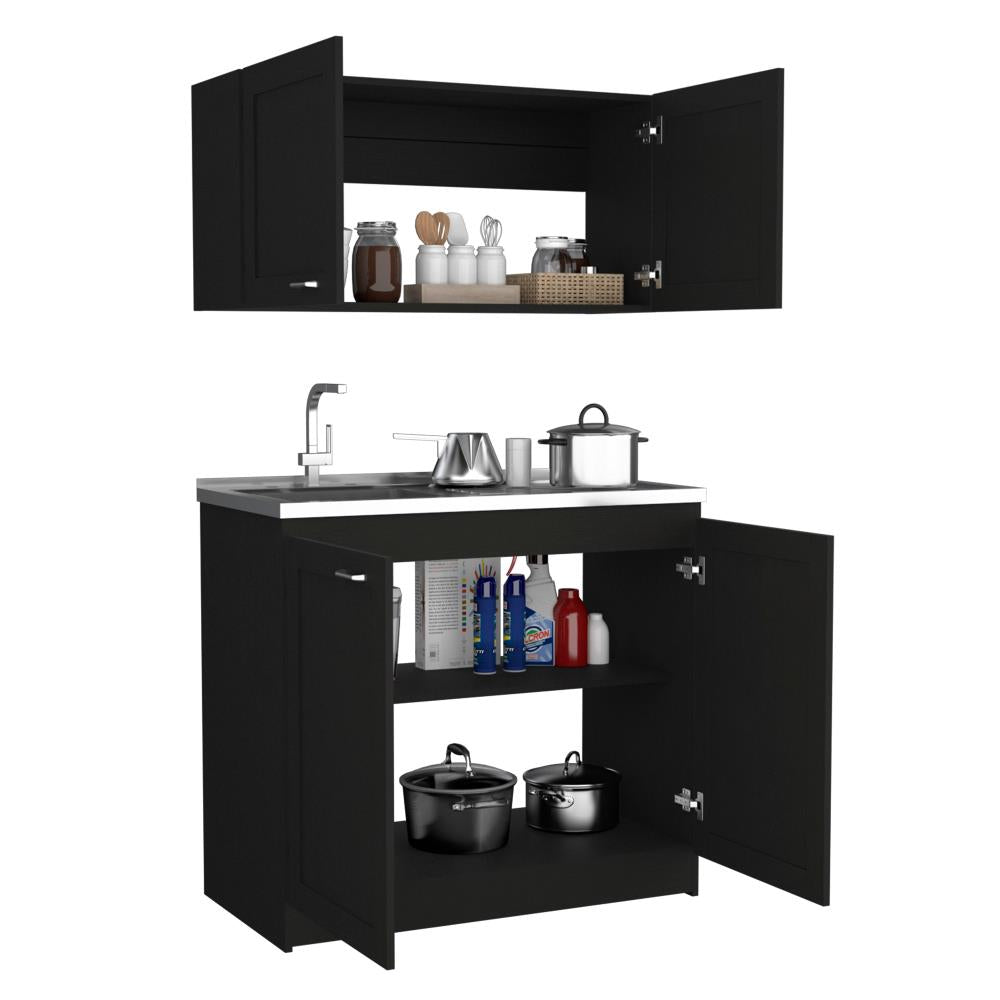 Two-Piece Cabinet Set with Enclosed Storage