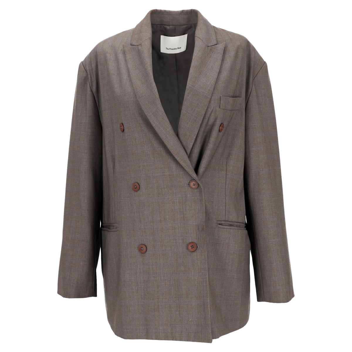 The Frankie Shop Double-Breasted Blazer in Brown Polyester