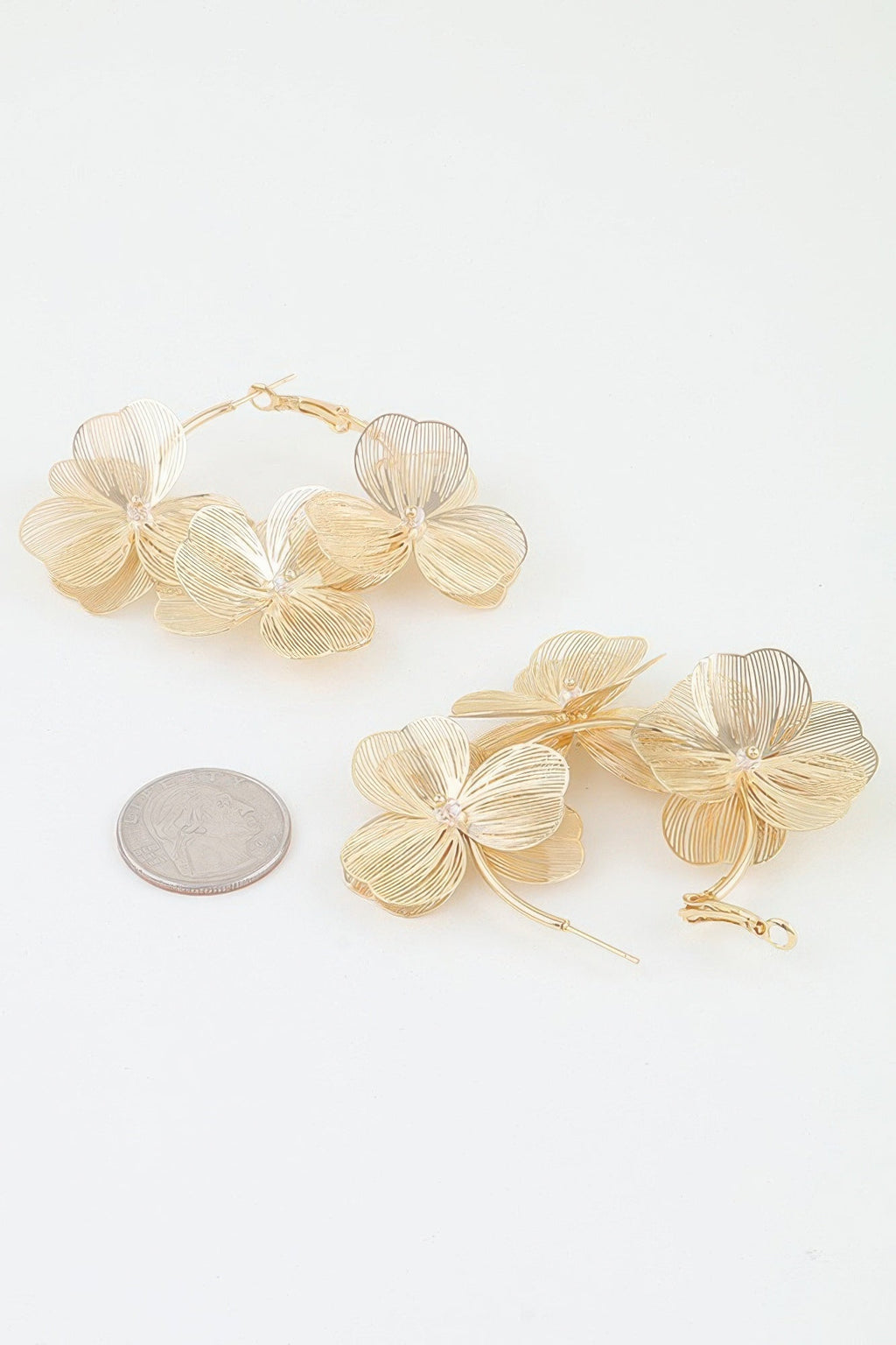 Triple Delicate Flower Hoop Earrings