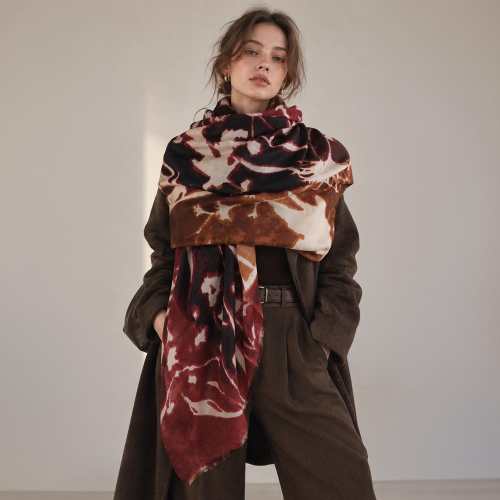 Lightweight Oversized Bold Tie-Dye Print Shawl Wrap Scarf
