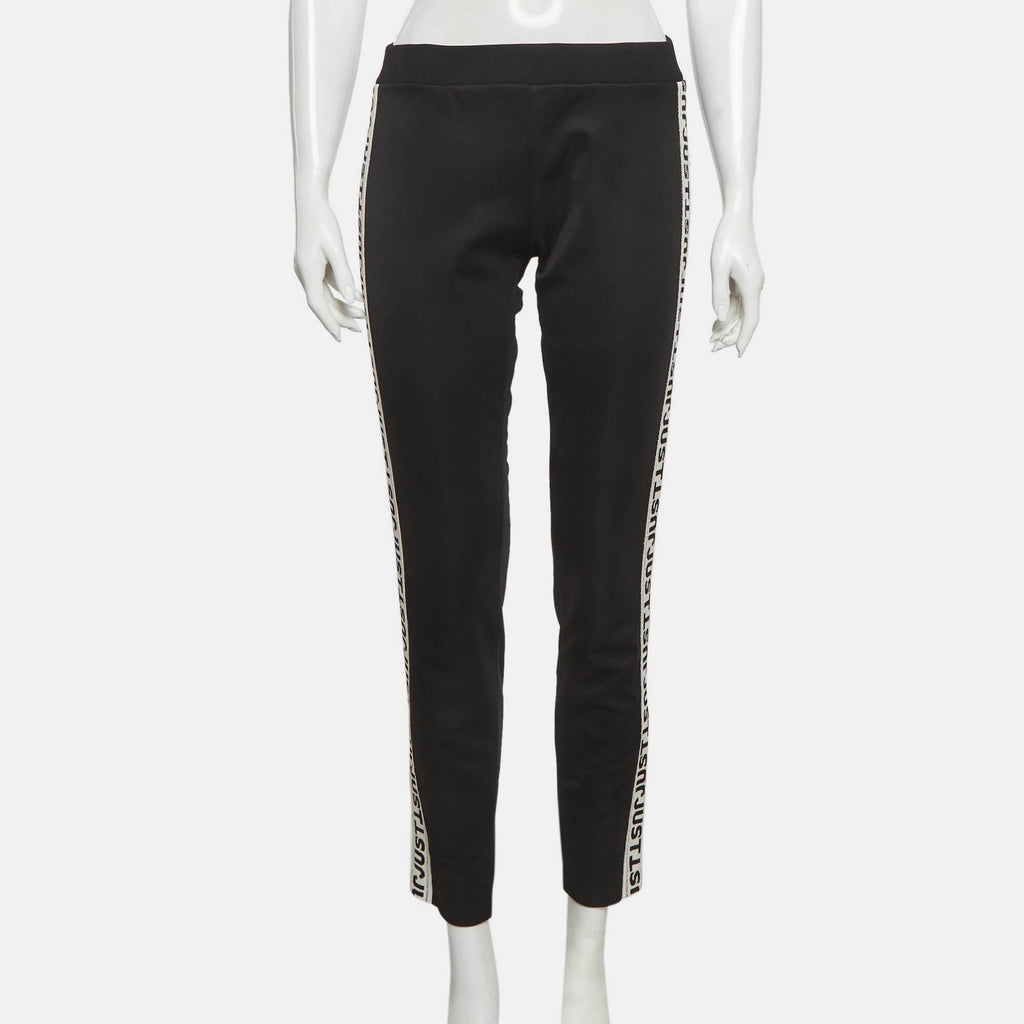 Just Cavalli Black Knit Logo Tape Detail Pants