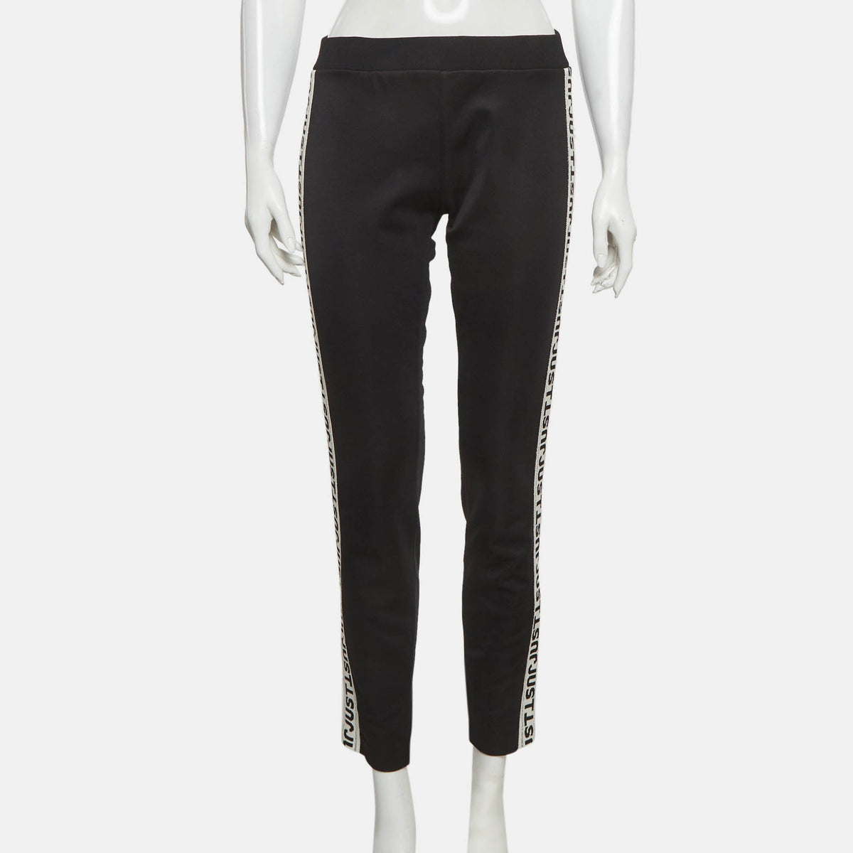 Just Cavalli Black Knit Logo Tape Detail Pants