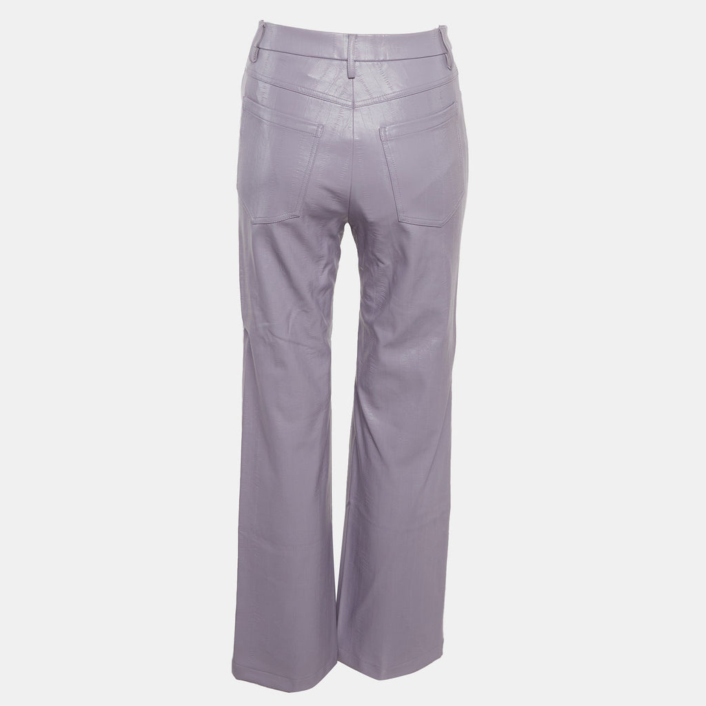 Rotate Birger Christensen Purple Leather High Waist Rotie Pants