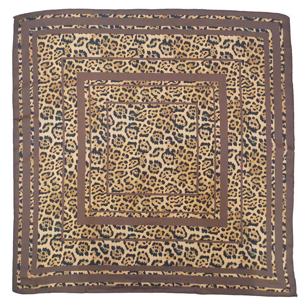 Geometric Border Leopard Print Square Scarf