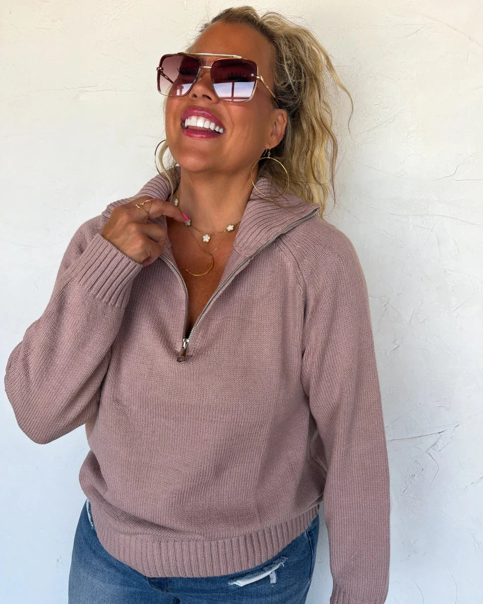 Field & Stable Horse Quarter Zip Pullover in Mauve