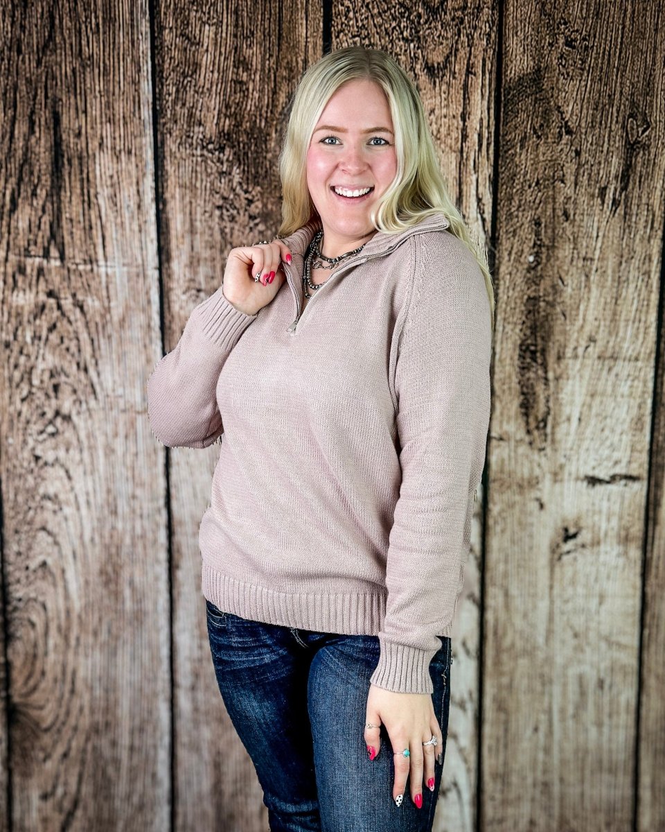 Field & Stable Horse Quarter Zip Pullover in Mauve
